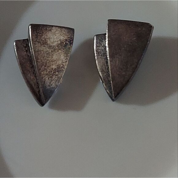 Sterling Silver 925 Vintage Clip On Earrings Large 3D Puff - Picture 13 of 14